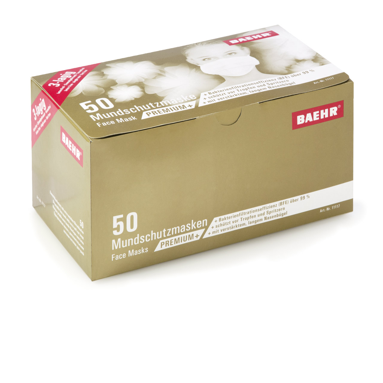 BAEHR Mundschutzmaske PREMIUM+ 1 Pack (50 Stück)