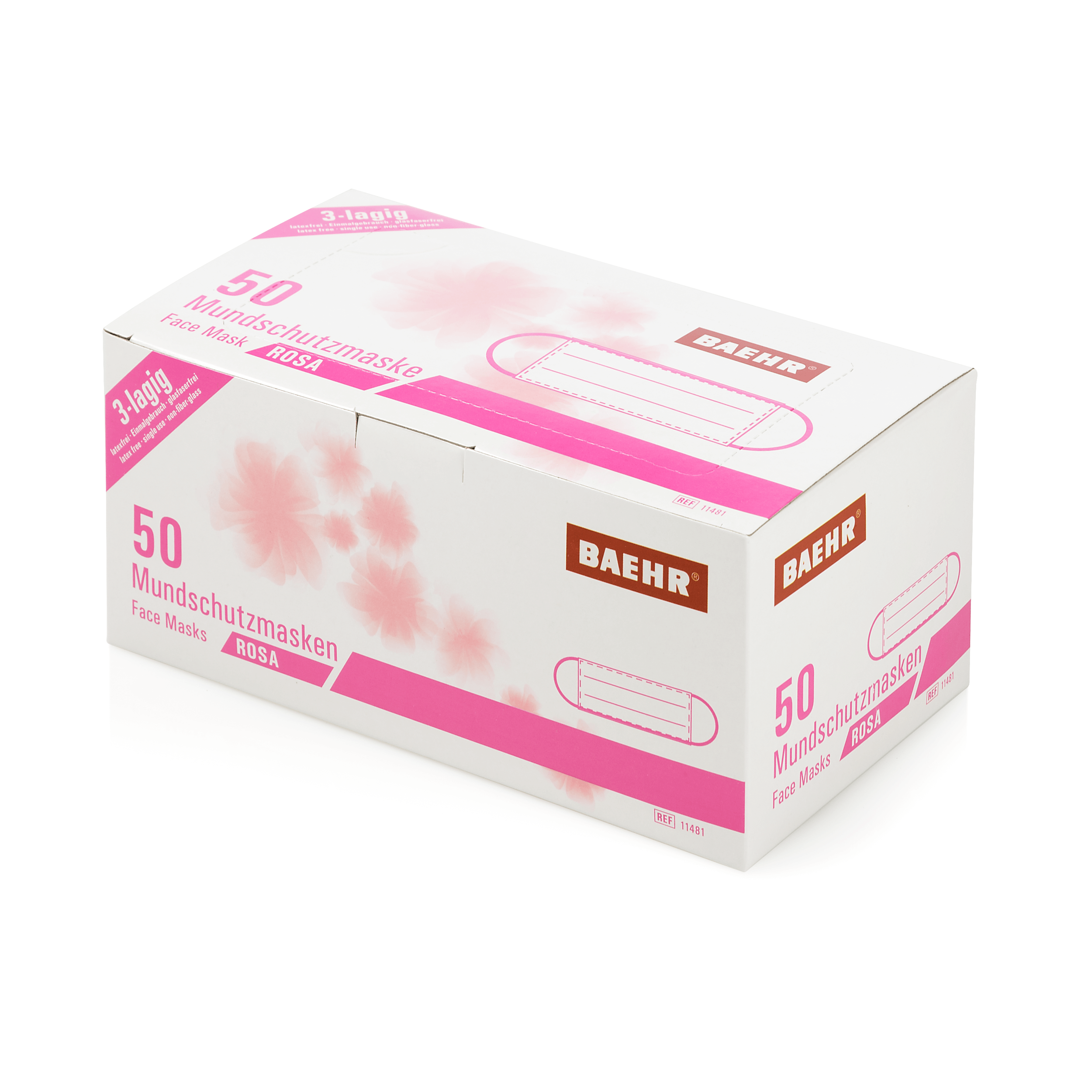 BAEHR Mundschutzmasken ECO rosa, 1 Pack (50 Stück)
