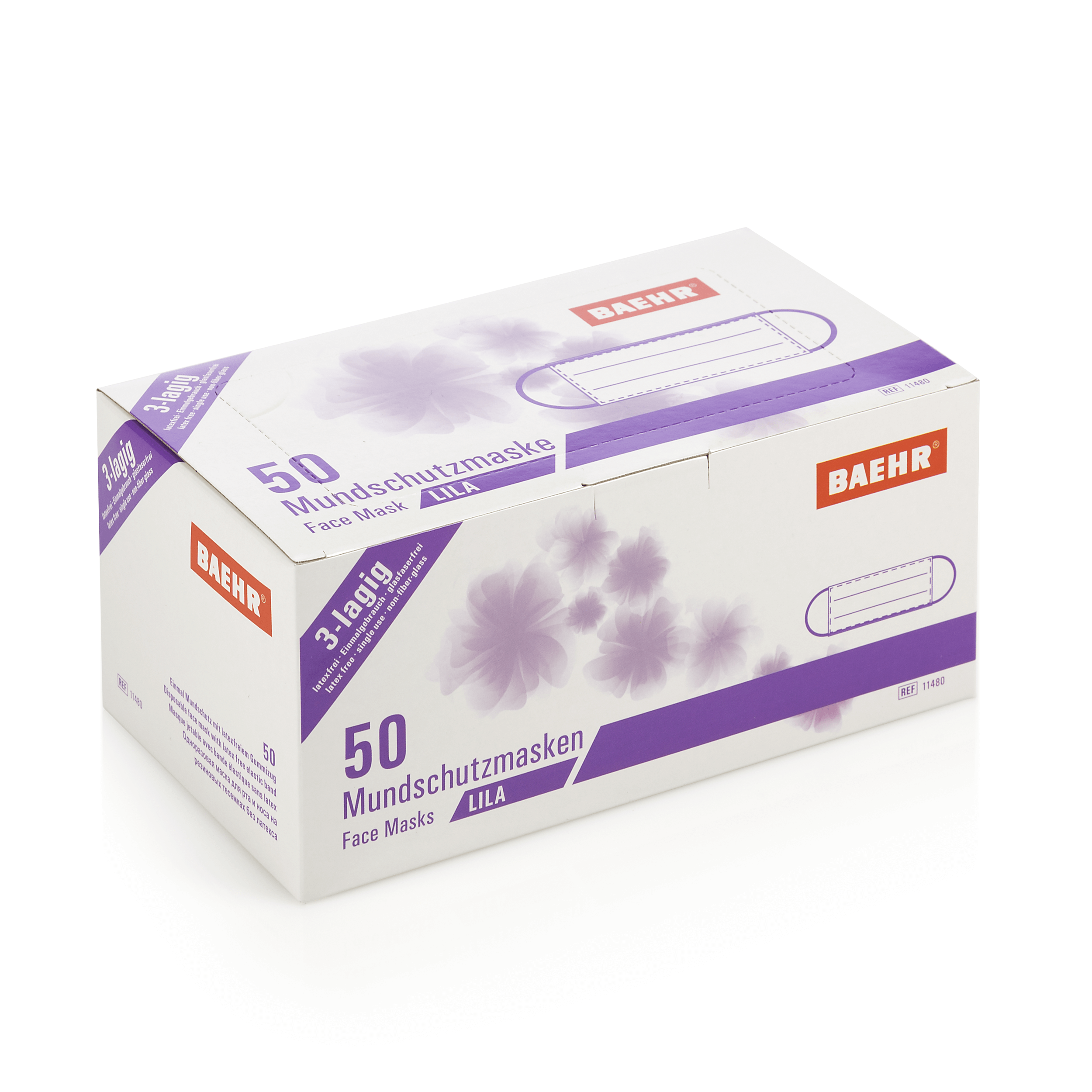 BAEHR Mundschutzmasken ECO lila, 1 Pack (50 Stück)