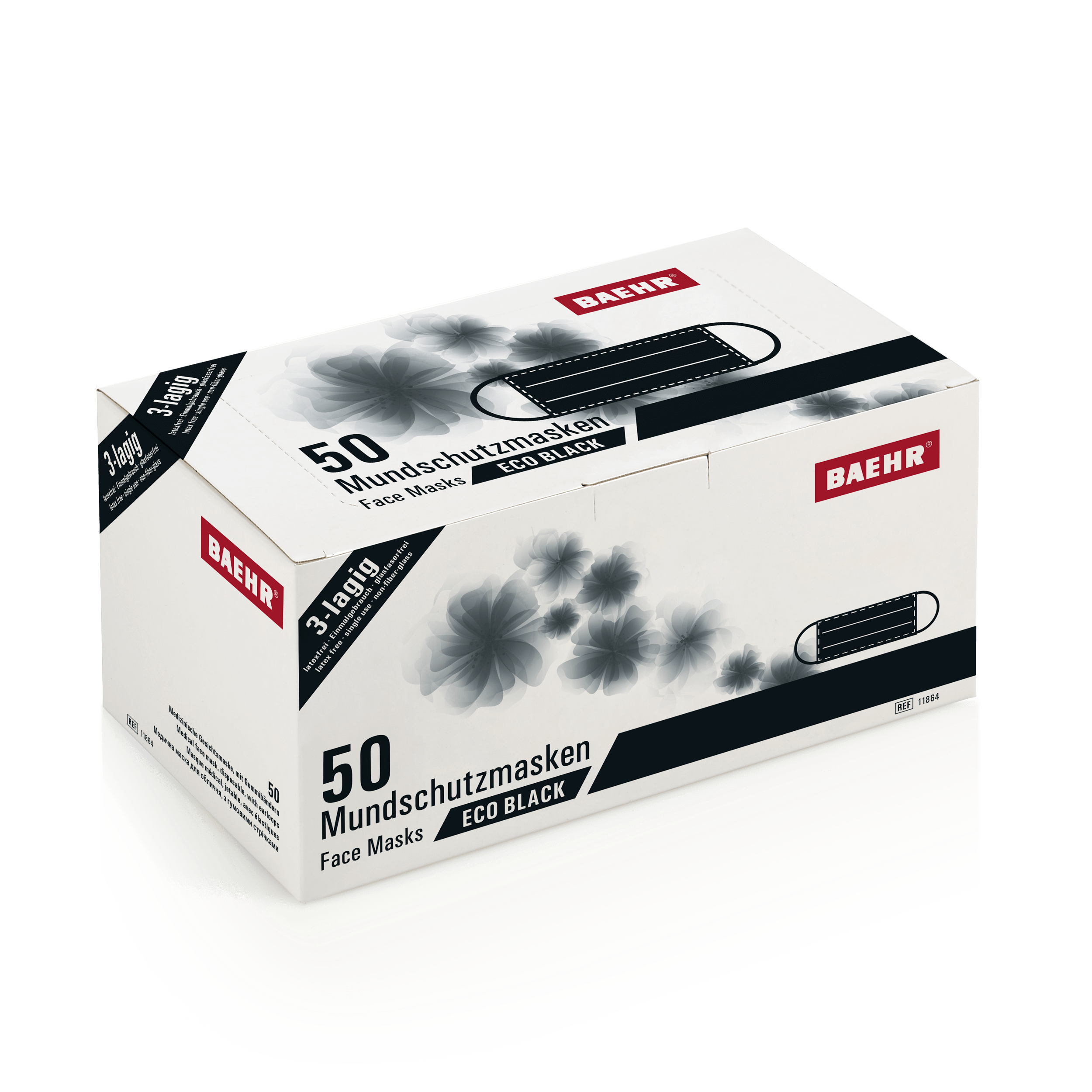 BAEHR Mundschutzmasken ECO BLACK, 1 Pack (50 Stück)